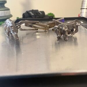 Vintage Sterling Silver Bull/Bear Cufflinks - Animal Motif 13g